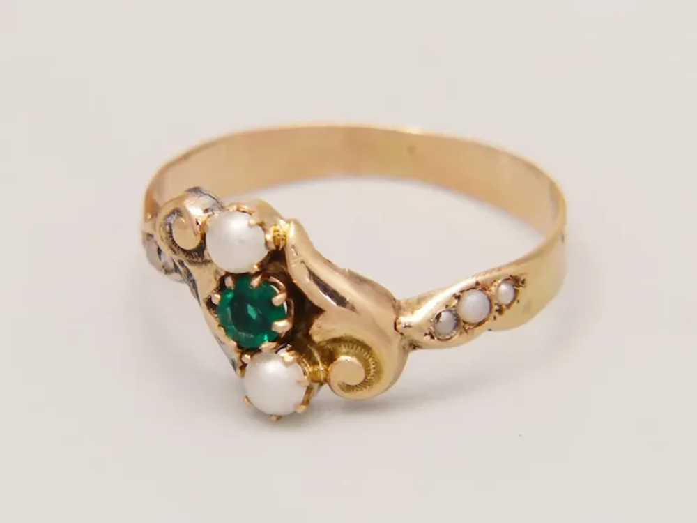 Antique Biedermeier Demantoid & Freshwater Pearl … - image 10