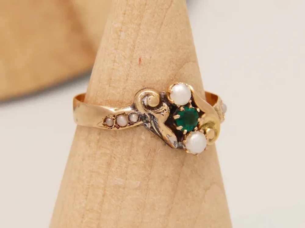 Antique Biedermeier Demantoid & Freshwater Pearl … - image 6