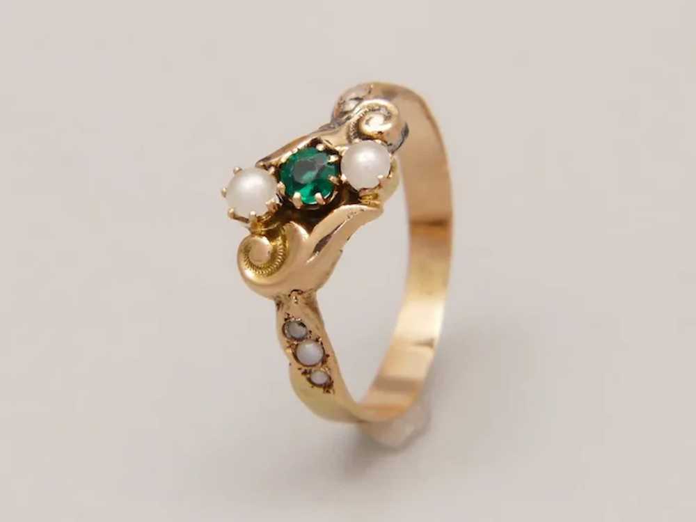 Antique Biedermeier Demantoid & Freshwater Pearl … - image 9