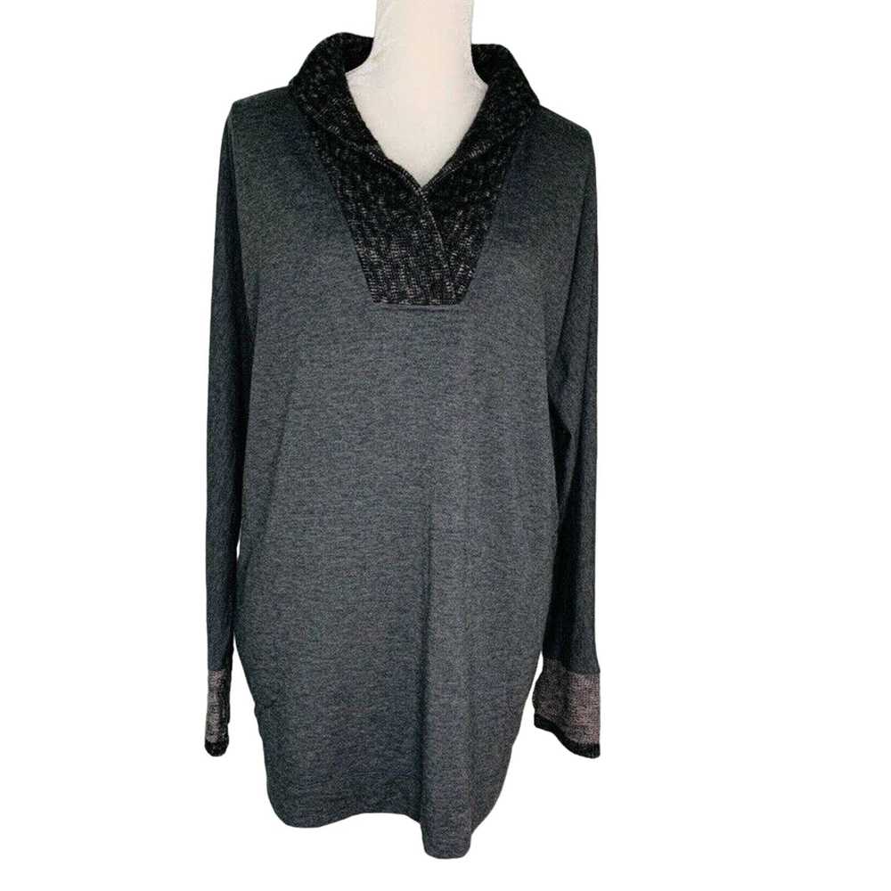 Other Soft Surroundings Gray Tunic Top M Gray LS … - image 1