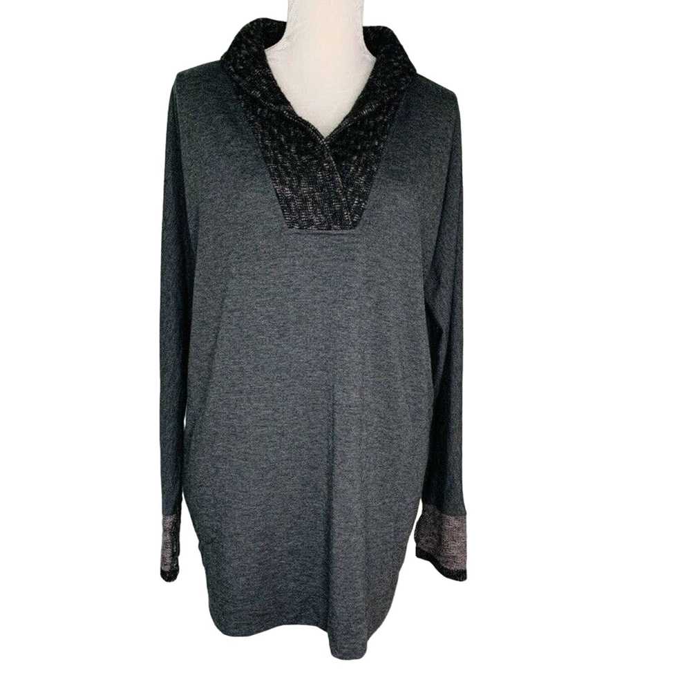 Other Soft Surroundings Gray Tunic Top M Gray LS … - image 9