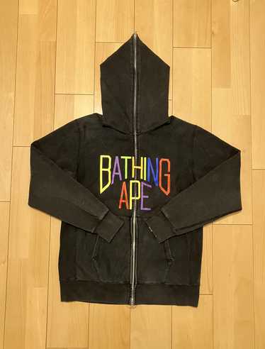Bape bape black new york multi logo zip hoodie