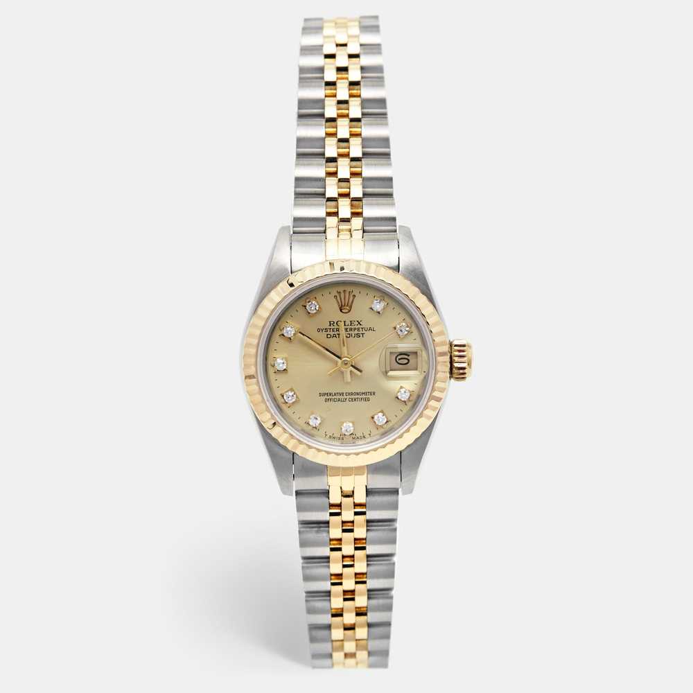 ROLEX Champagne Diamond 18k Yellow Gold Stainless… - image 1
