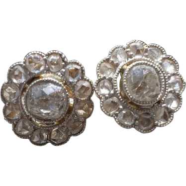 Art Deco Diamond Flower Stud Earrings