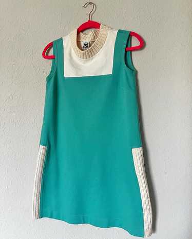 Vintage-Inspired M Missoni Teal Green Mini Dress