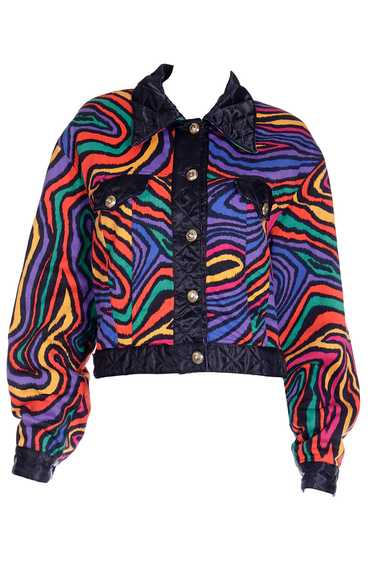 1980s Moschino Jeans Colorful Rainbow Bomber Jacke