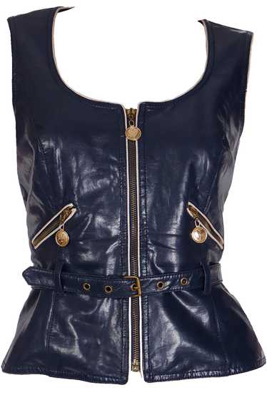 1990s Moschino Jeans Faux Leather Zip Front Vest w