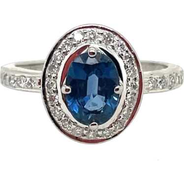 Vintage Sapphire and Diamond White Gold Ring