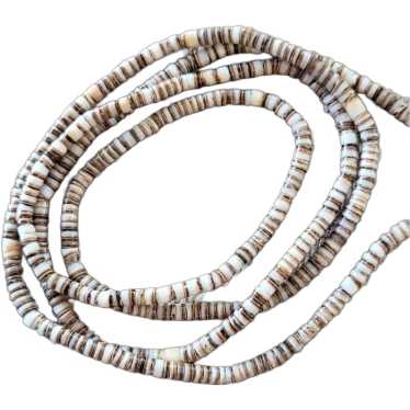 Vintage Natural Shell Heishi Bead Necklace Undyed… - image 1