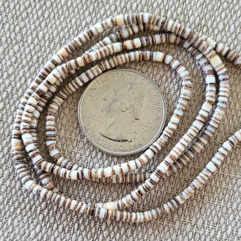 Vintage Natural Shell Heishi Bead Necklace Undyed… - image 2