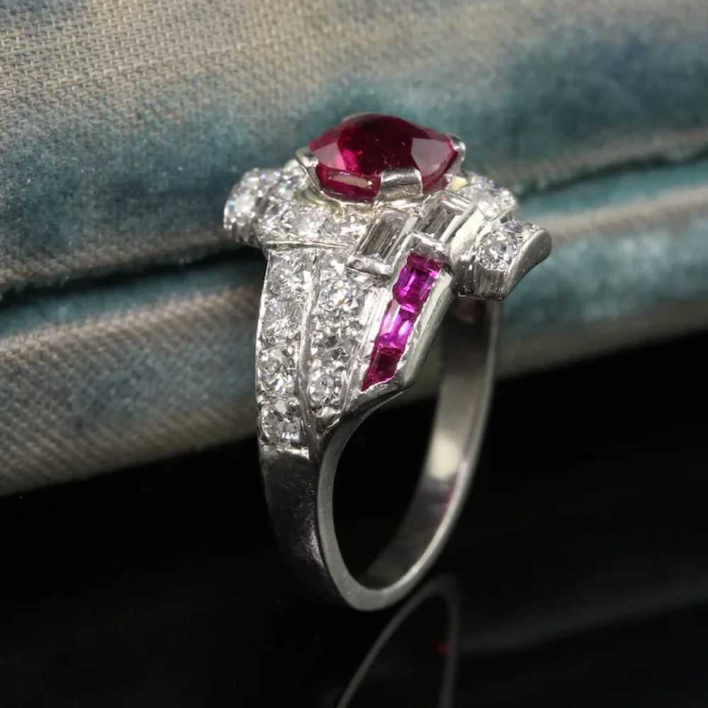 Antique Art Deco Platinum Burma Ruby and Diamond … - image 2