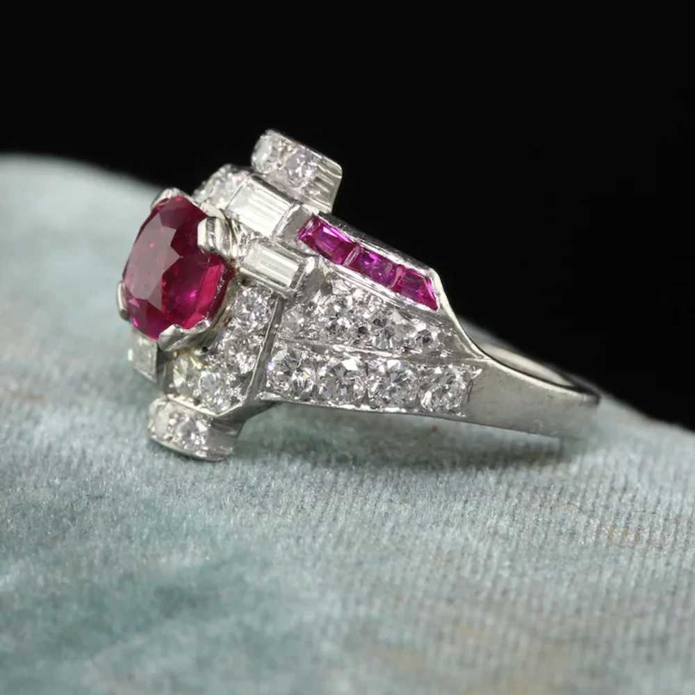 Antique Art Deco Platinum Burma Ruby and Diamond … - image 4