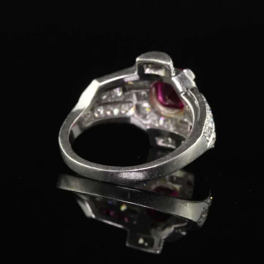 Antique Art Deco Platinum Burma Ruby and Diamond … - image 6