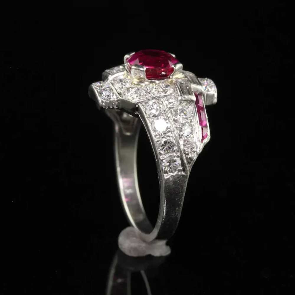 Antique Art Deco Platinum Burma Ruby and Diamond … - image 7