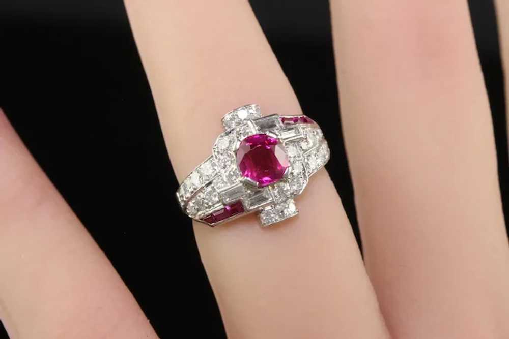 Antique Art Deco Platinum Burma Ruby and Diamond … - image 8