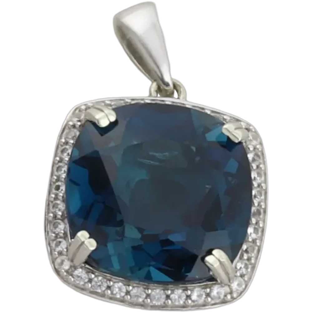 Pendant Only 10K Yellow Gold Natural London Blue … - image 1