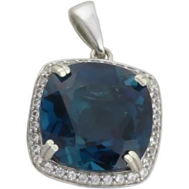 Pendant Only 10K Yellow Gold Natural London Blue … - image 1