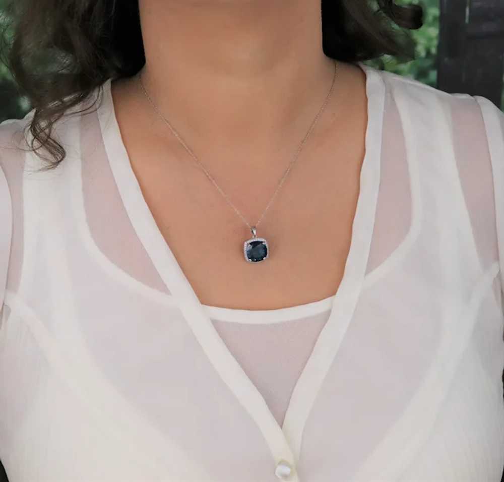 Pendant Only 10K Yellow Gold Natural London Blue … - image 3