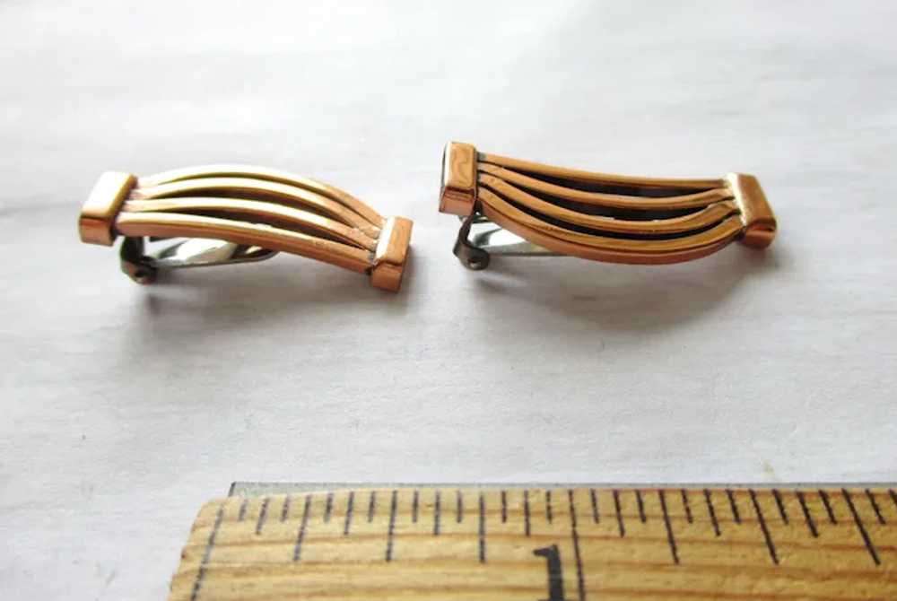 Vintage Renoir Copper Clip On Earrings Shiny - image 10