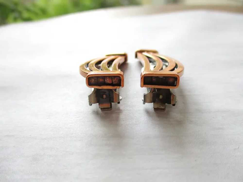 Vintage Renoir Copper Clip On Earrings Shiny - image 4