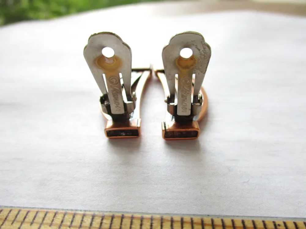 Vintage Renoir Copper Clip On Earrings Shiny - image 6