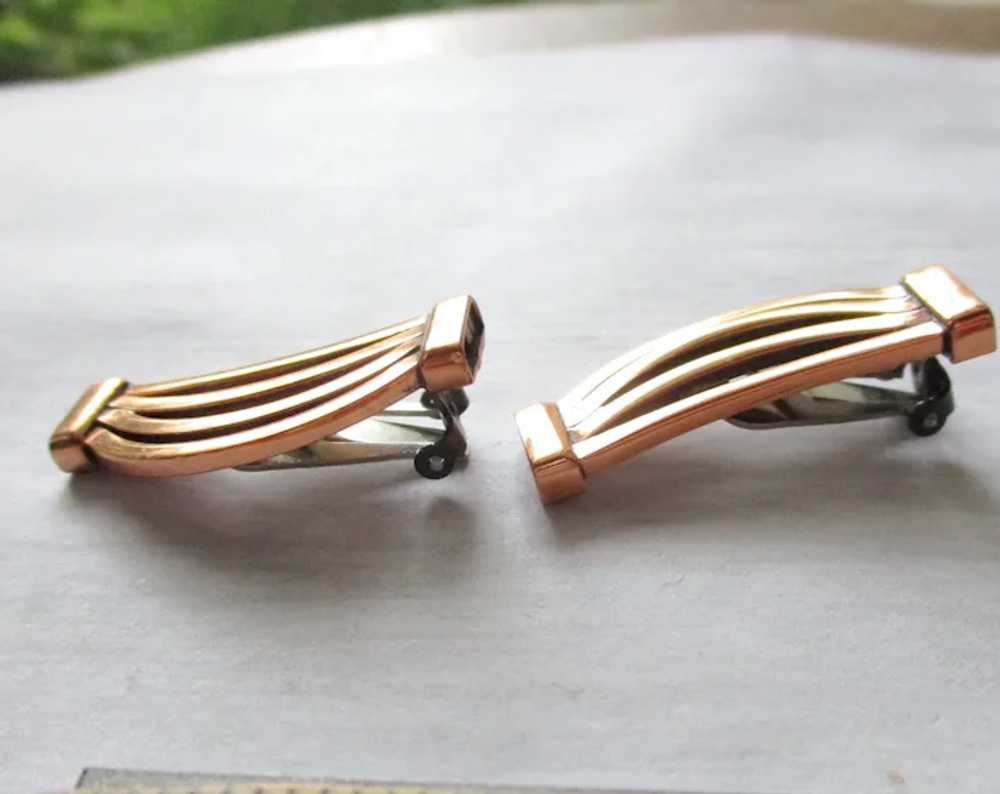 Vintage Renoir Copper Clip On Earrings Shiny - image 7