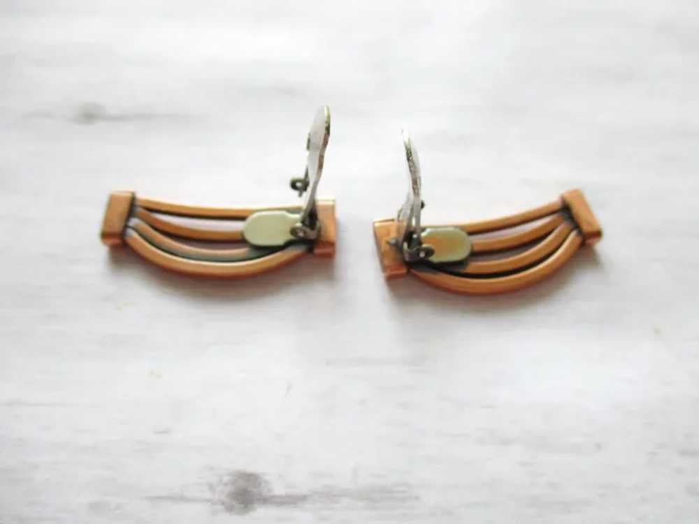 Vintage Renoir Copper Clip On Earrings Shiny - image 9