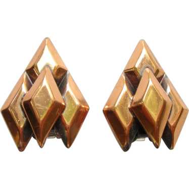 Vintage Renoir Copper Clip On Earrings Shiny