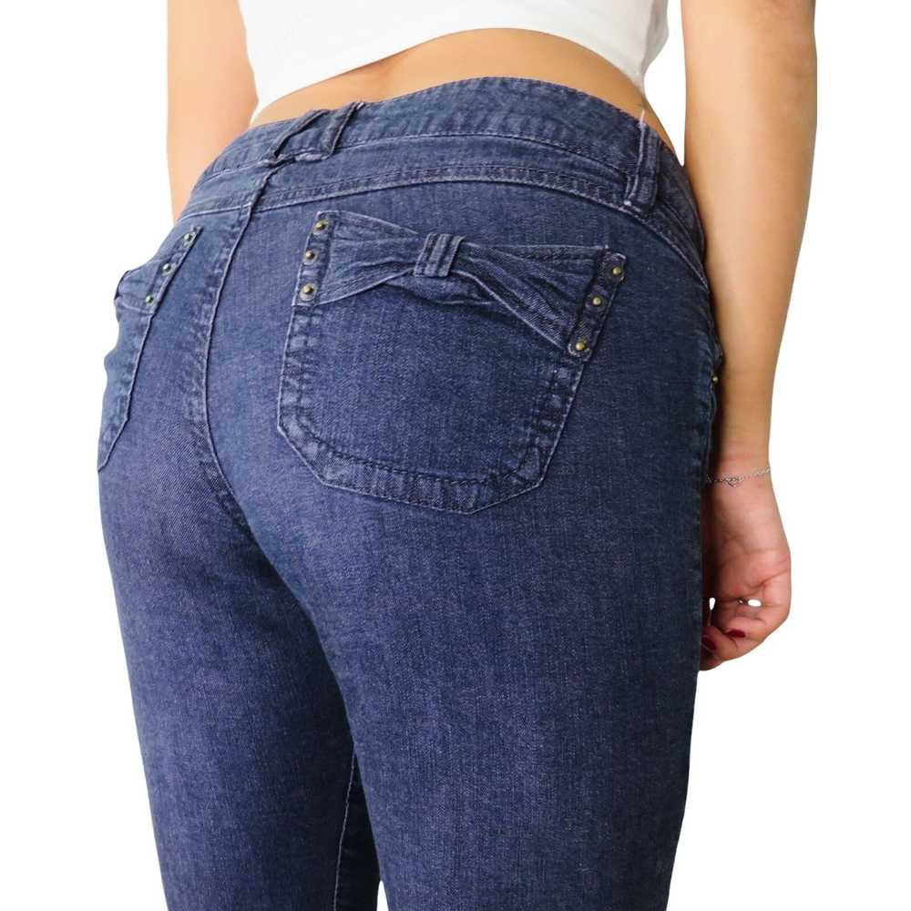 Vintage Y2k Dark Wash Low Rise Jeans with Cute Bo… - image 1