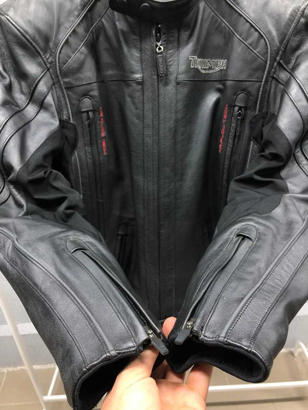 Genuine Leather × Leather Jacket × MOTO Triumph m… - image 3