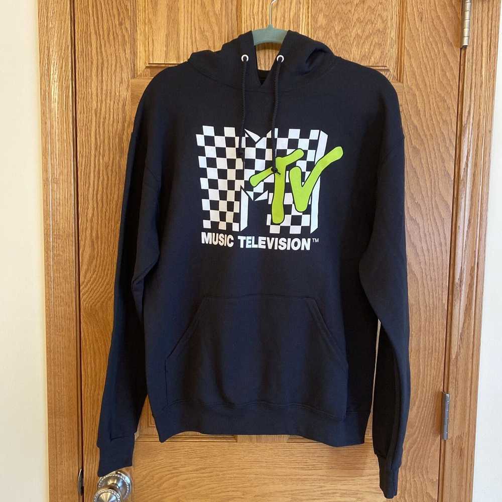 Mtv Men's MTV Classic Logo Checkered Hoodie Black… - image 1