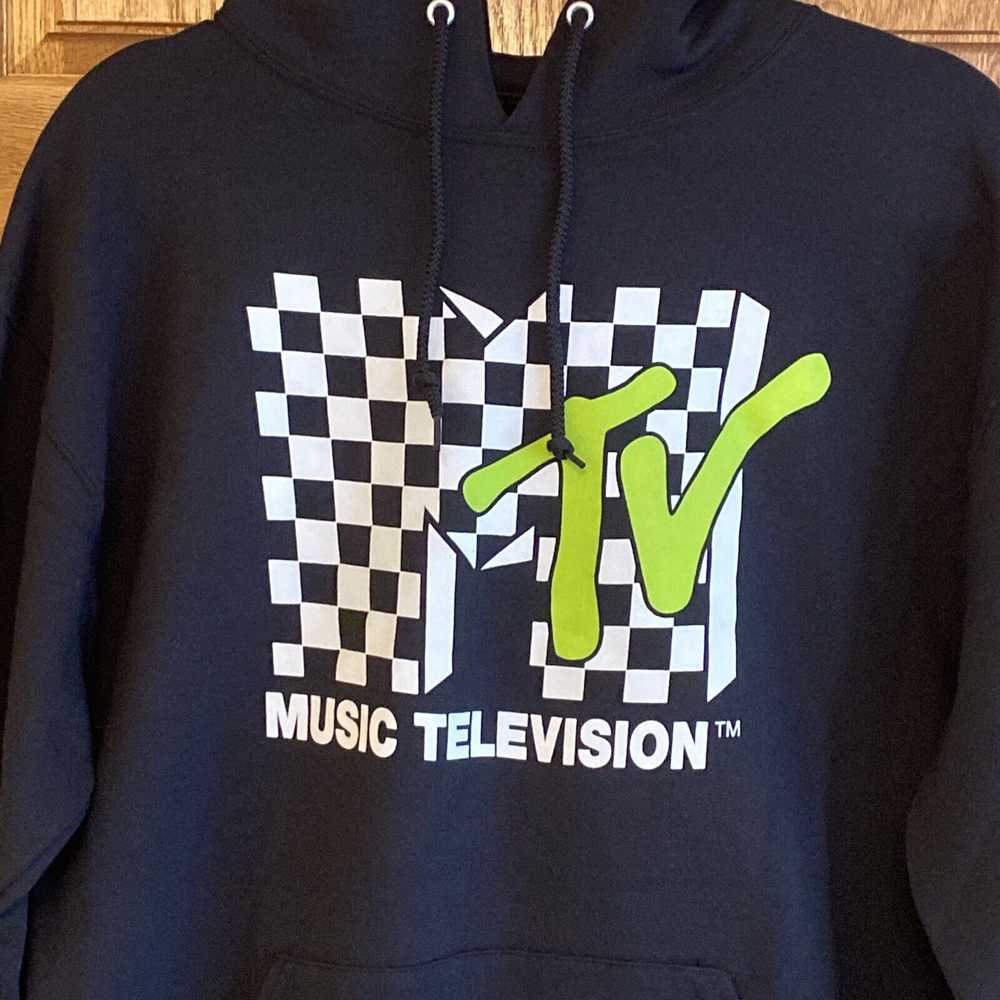 Mtv Men's MTV Classic Logo Checkered Hoodie Black… - image 2