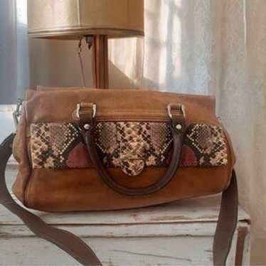 Be & D Crossbody/Satchel With Python Skin Accents… - image 1