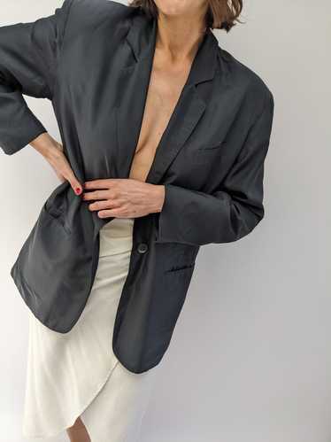 Vintage Jet Black Silk Blazer