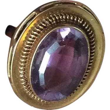 14kt solid yellow gold 0.08ct natural earthmined diamond. With Amethyst authentic 4.0ct