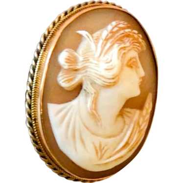 Victorian Cameo Pendant, 9K Gold, Goddess Ceres, … - image 1