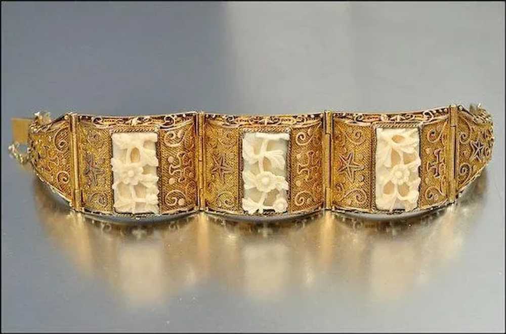 Chinese Bracelet, Vermeil, Silver 800, Art Deco R… - image 3