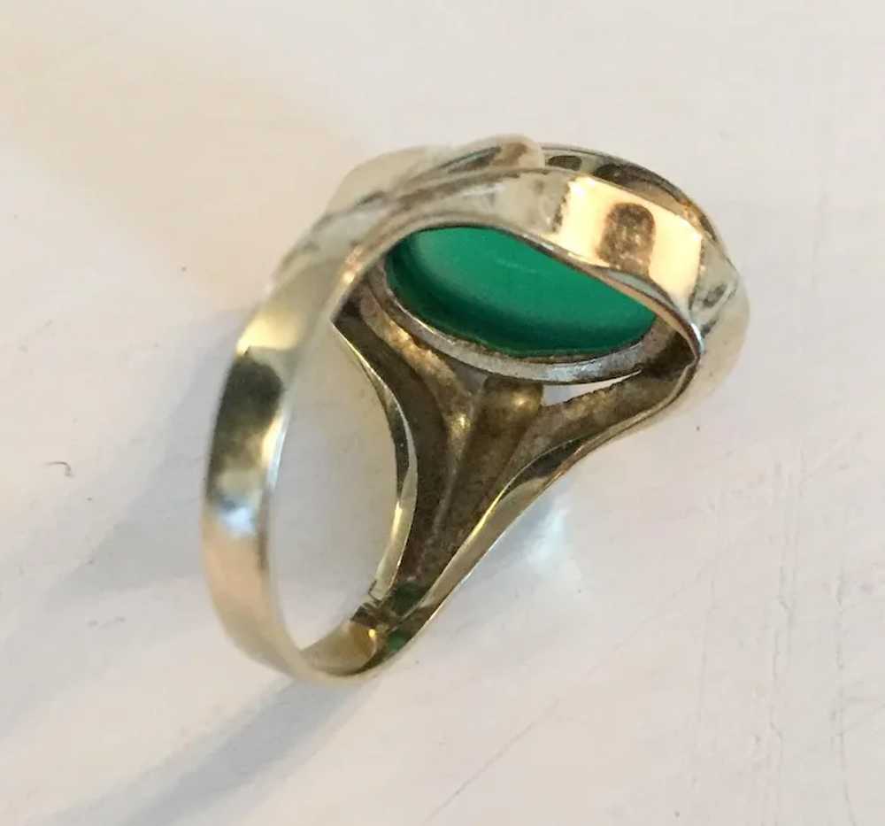 Chrysoprase Ring, 8K Gold, German Art Deco Vintag… - image 5