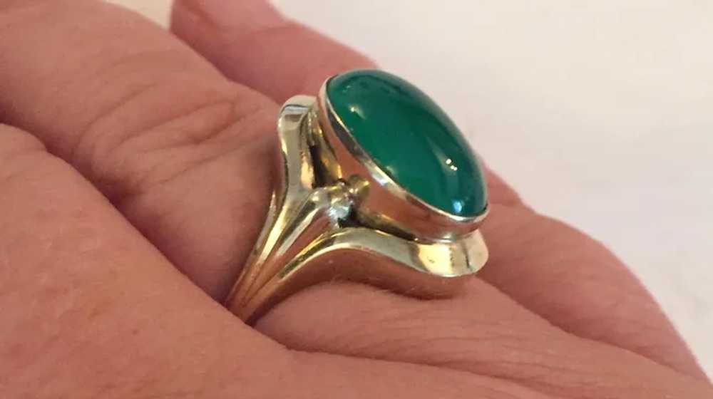 Chrysoprase Ring, 8K Gold, German Art Deco Vintag… - image 8