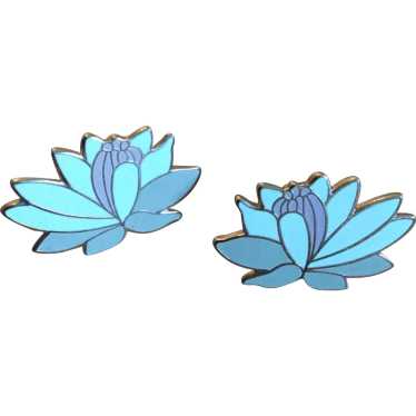 Laurel Burch Waterlily Enamel Earrings for Pierced