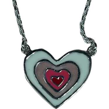 Enamel Heart Silver Pendant - image 1