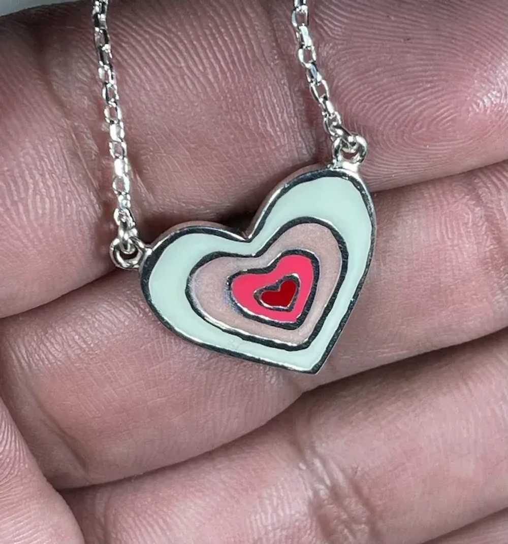 Enamel Heart Silver Pendant - image 2