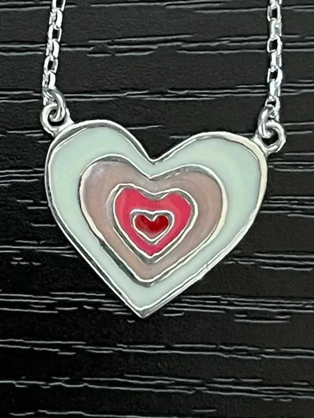 Enamel Heart Silver Pendant - image 4