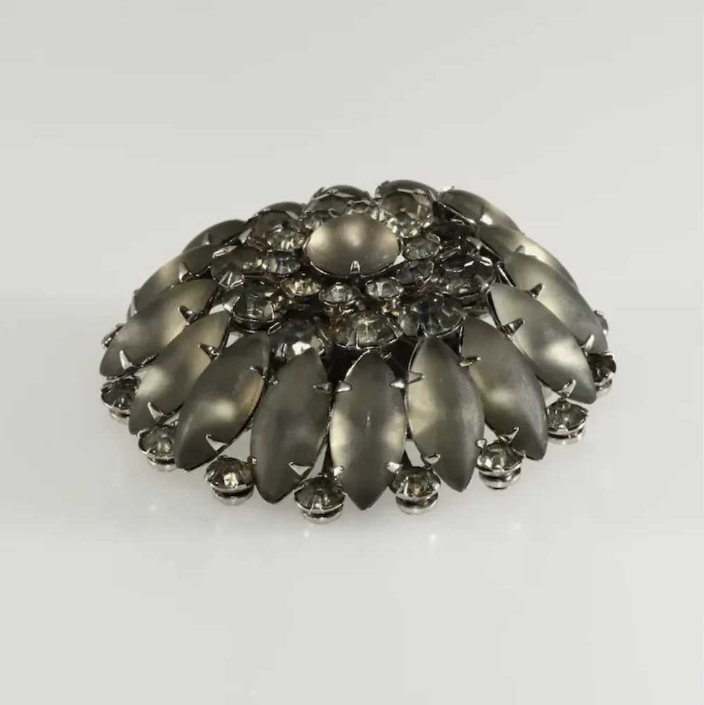 Judy Lee Brooch Frosted Gray Cabochons Rhinestone… - image 2