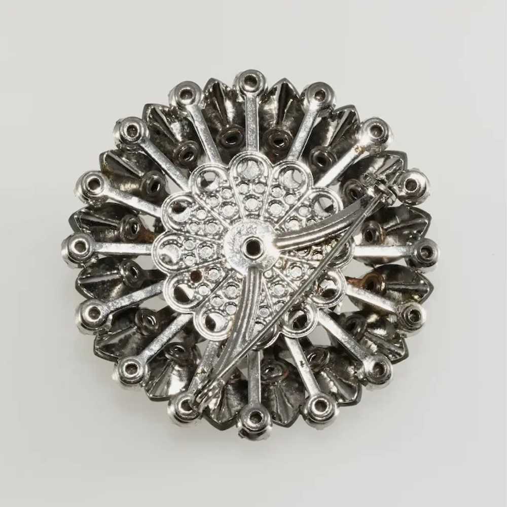 Judy Lee Brooch Frosted Gray Cabochons Rhinestone… - image 3