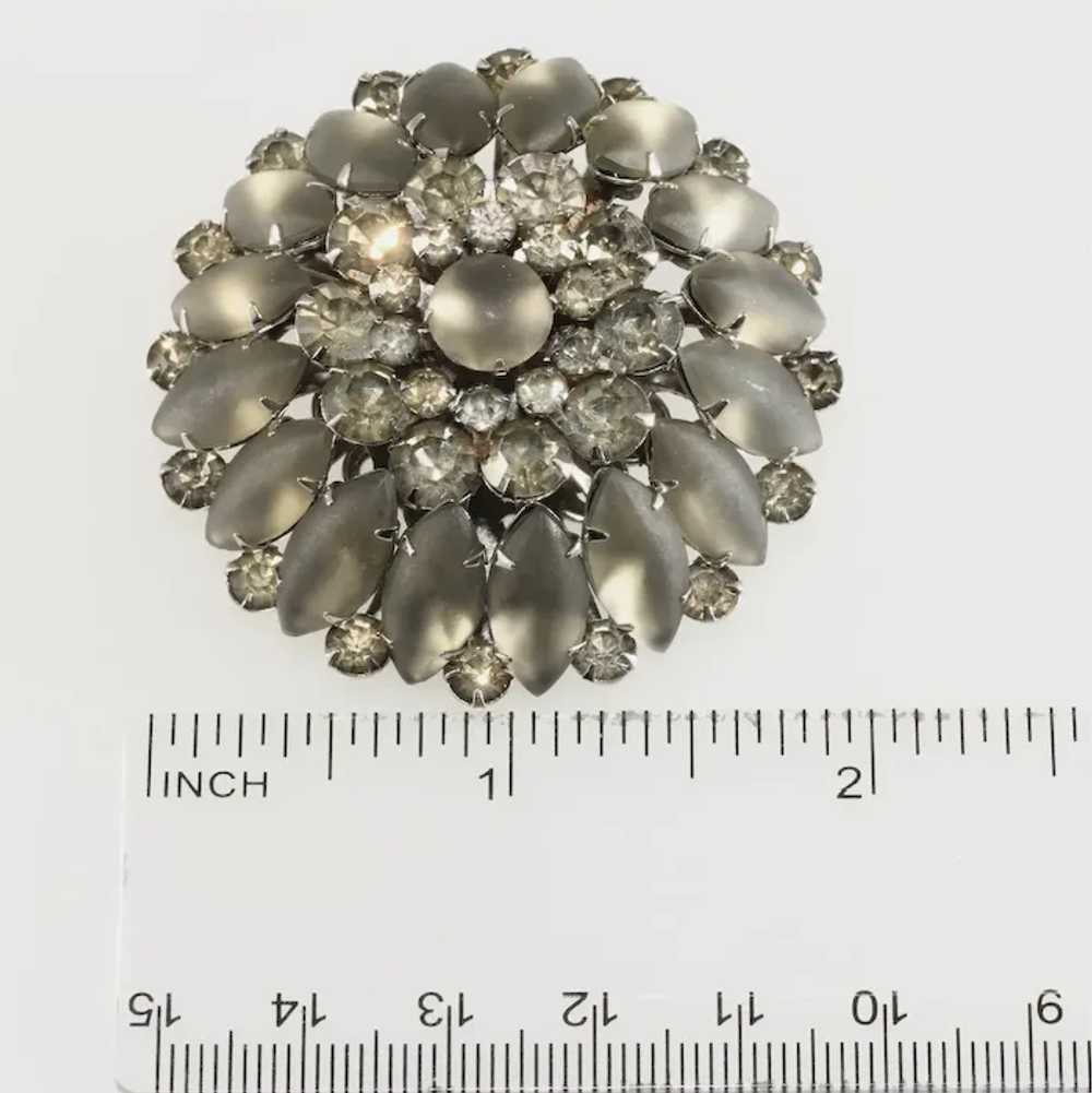 Judy Lee Brooch Frosted Gray Cabochons Rhinestone… - image 4