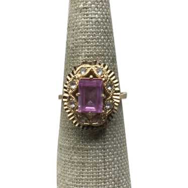 14K Pink & White Sapphire Ring Size 8 - image 1