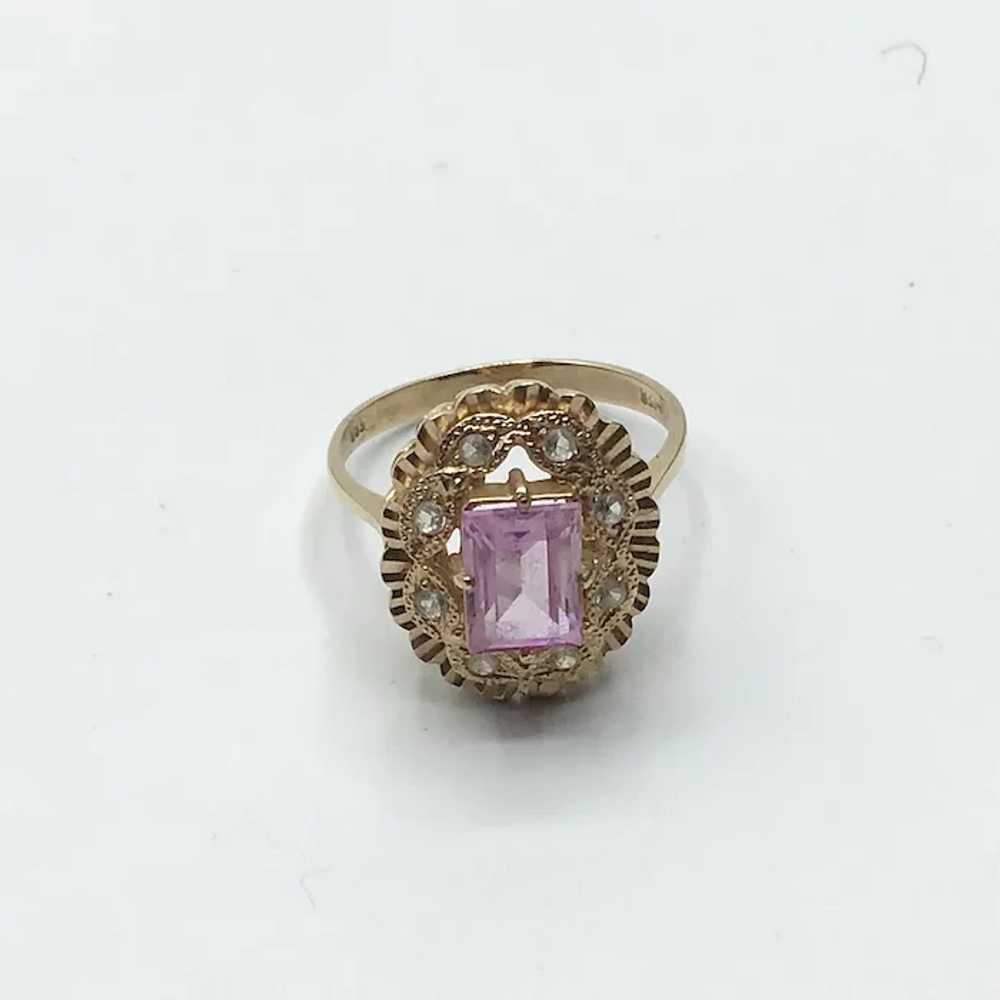 14K Pink & White Sapphire Ring Size 8 - image 4