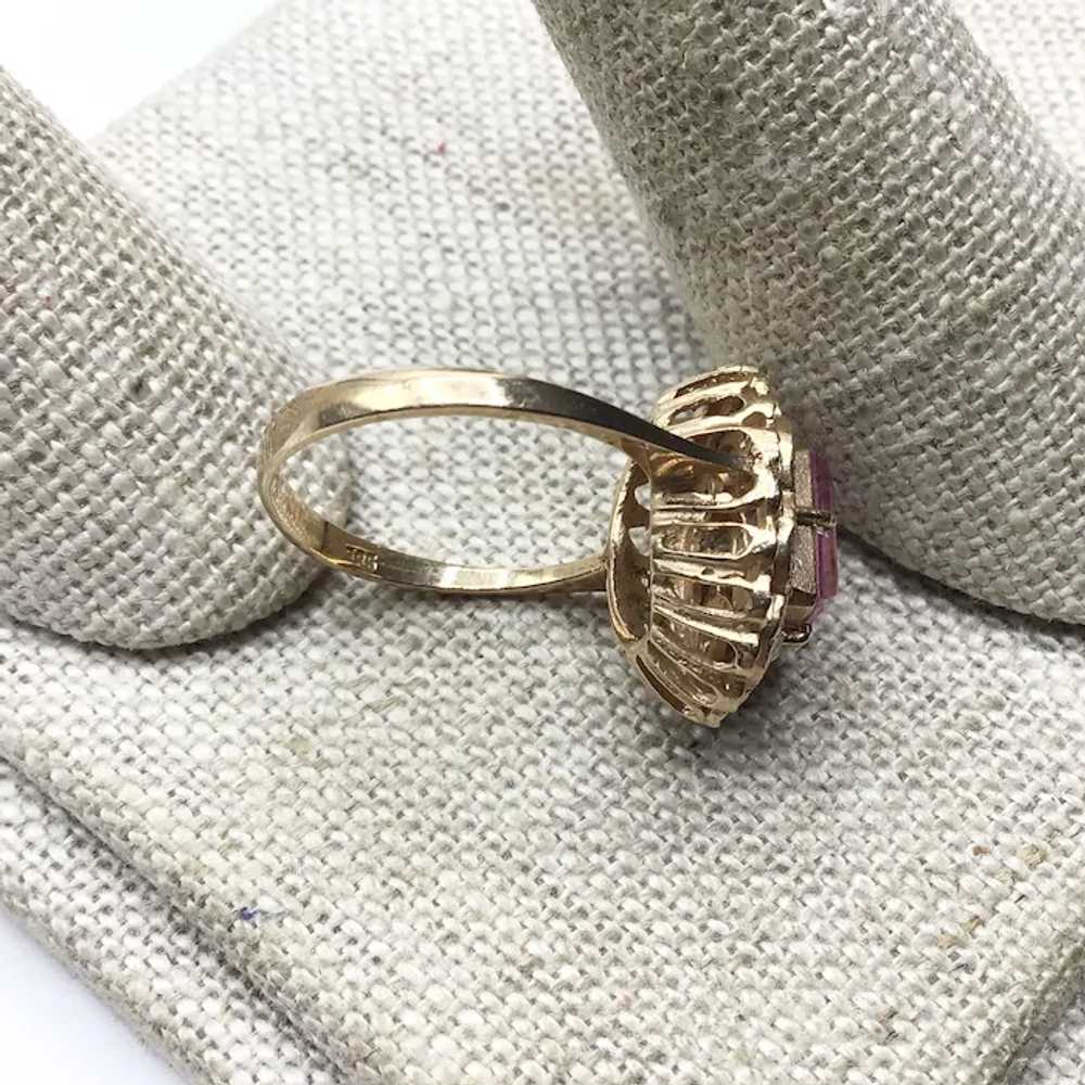 14K Pink & White Sapphire Ring Size 8 - image 6