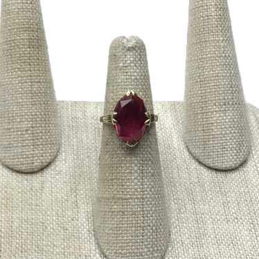 Ruby 10K Ring Art Deco Allsopp Bros. - image 1